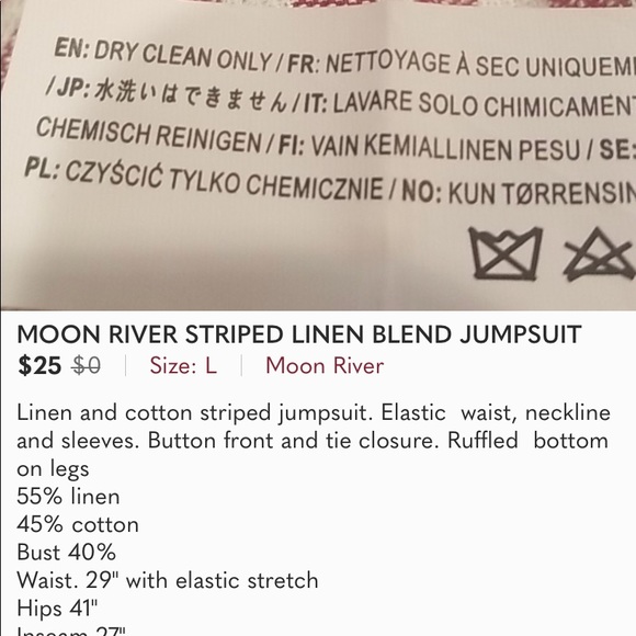 MOON RIVER STRIPED LINEN BLEND JUMPSUIT - Picture 3 of 3